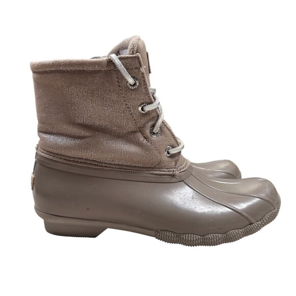 Sperry Saltwater Duck Booties 7 Women Boots Neutral Insulated Lace Up Country - Picture 6 of 9